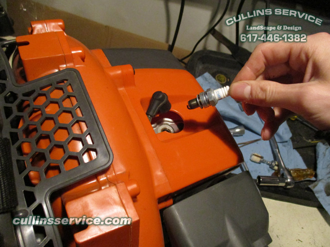 How to Tune Up A Husqvarna 150BT Backpack Leaf Blower Remove Spark Plug Cullins Service