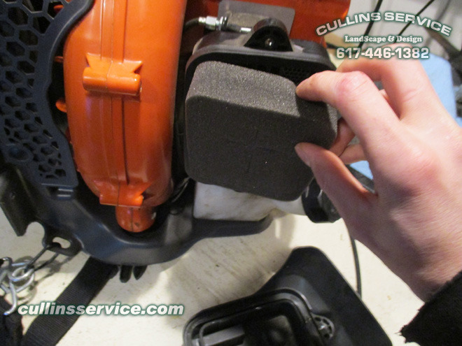 How to Tune Up A Husqvarna 150BT Backpack Leaf Blower Replace Air filter Cullins Service