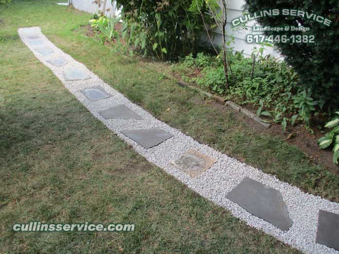 Cullins Service finished peastone slate stone path